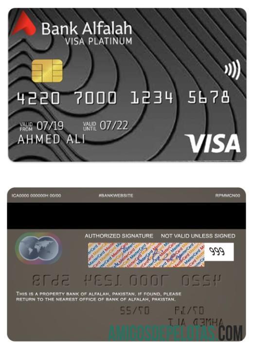 Pakistan Bank Of Alfalah Platinum Visa Credit Card sample